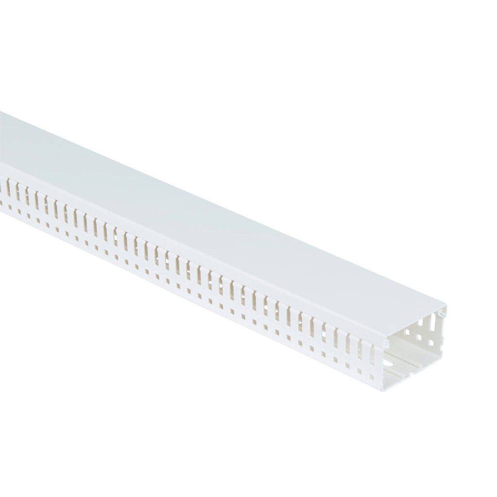 WDN-2215W-1 - AchieVe WDN series open slot narrow finger wire duct, 2.25in width, 1.5in height, 6.5ft/2m length, white. Cover included.