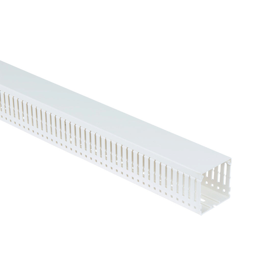 WDN-2222W-1 - AchieVe WDN series open slot narrow finger wire duct, 2.25in width, 2.25in height, 6.5ft/2m length, white. Cover included.