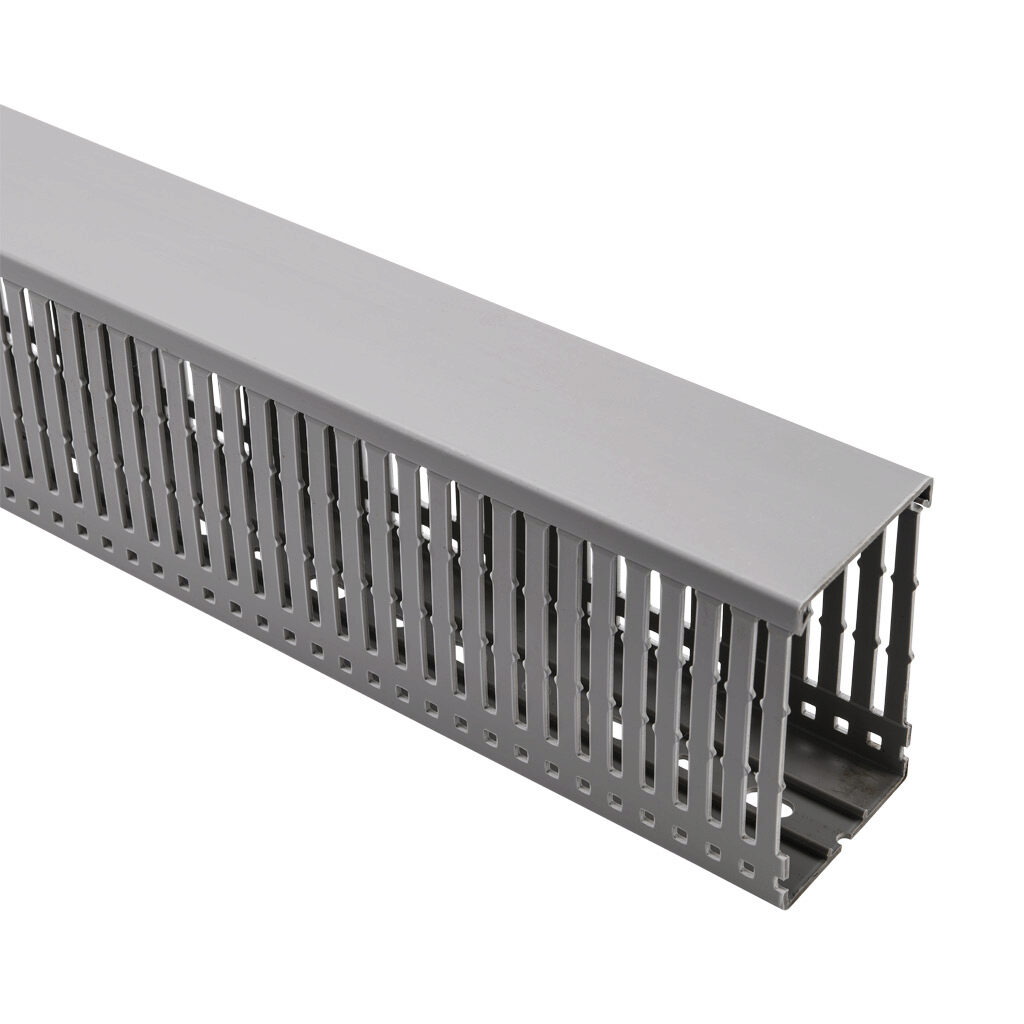 WDN-2240G-1 - AchieVe WDN series open slot narrow finger wire duct, 2.25in width, 4in height, 6.5ft/2m length, gray. Cover included.