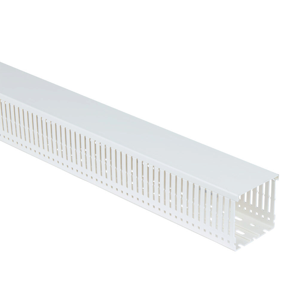 WDN-3030W-1 - AchieVe WDN series open slot narrow finger wire duct, 3in width, 3in height, 6.5ft/2m length, white. Cover included.
