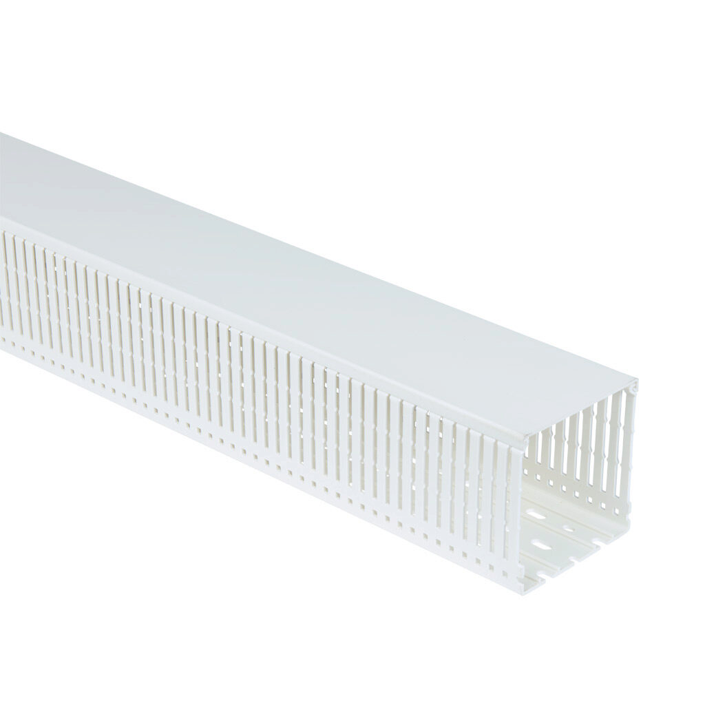 WDN-4040W-1 - AchieVe WDN series open slot narrow finger wire duct, 4in width, 4in height, 6.5ft/2m length, white. Cover included.