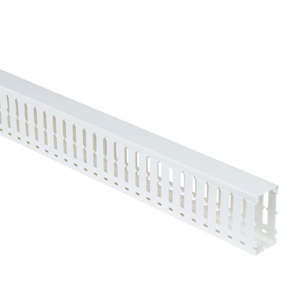 WDW-1530W-1 - AchieVe WDW series open slot wide finger wire duct, 1.5in width, 3in height, 6.5ft/2m length, white. Cover included.