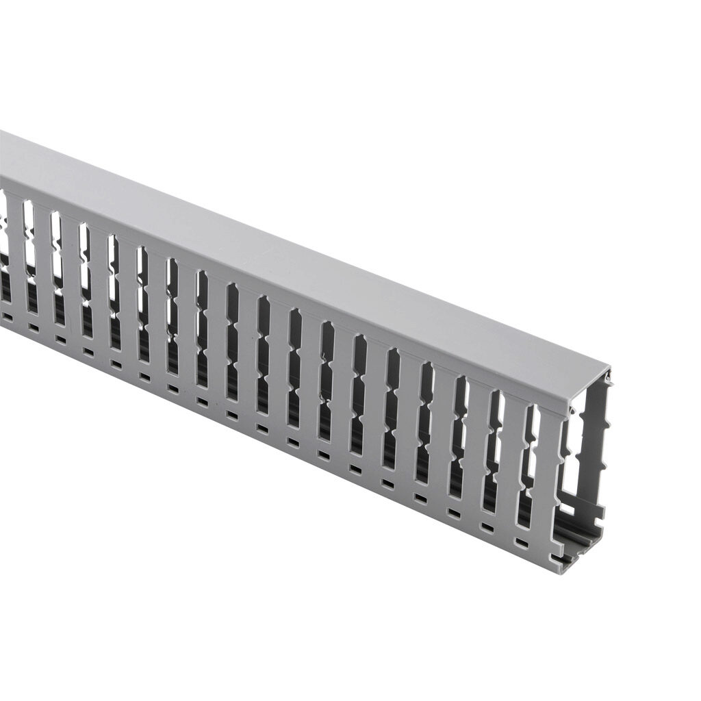 WDW-1540G-1 - AchieVe WDW series open slot wide finger wire duct, 1.5in width, 4in height, 6.5ft/2m length, gray. Cover included.