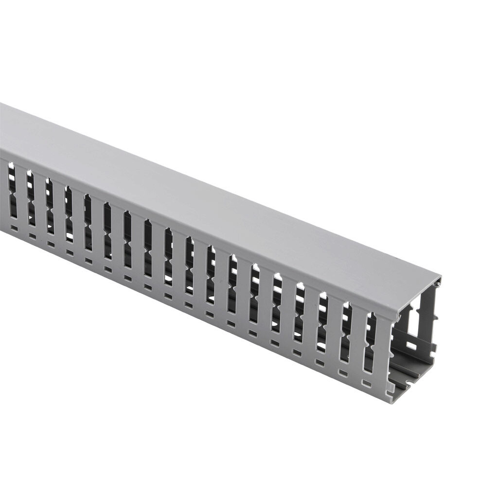 WDW-2230G-1 - AchieVe WDW series open slot wide finger wire duct, 2.25in width, 3in height, 6.5ft/2m length, gray. Cover included.