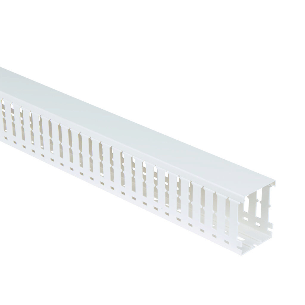 WDW-2230W-1 - AchieVe WDW series open slot wide finger wire duct, 2.25in width, 3in height, 6.5ft/2m length, white. Cover included.