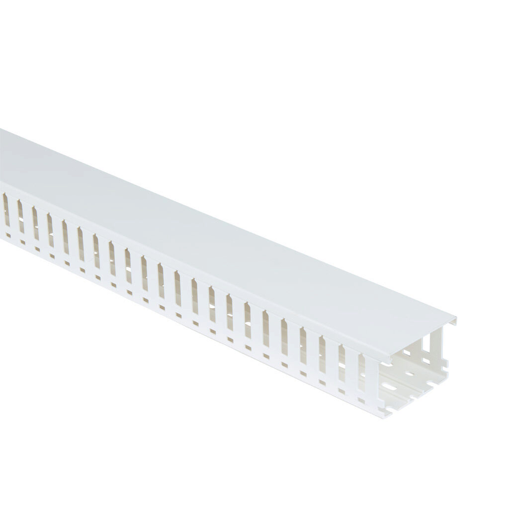 WDW-3022W-1 - AchieVe WDW series open slot wide finger wire duct, 3in width, 2.25in height, 6.5ft/2m length, white. Cover included.