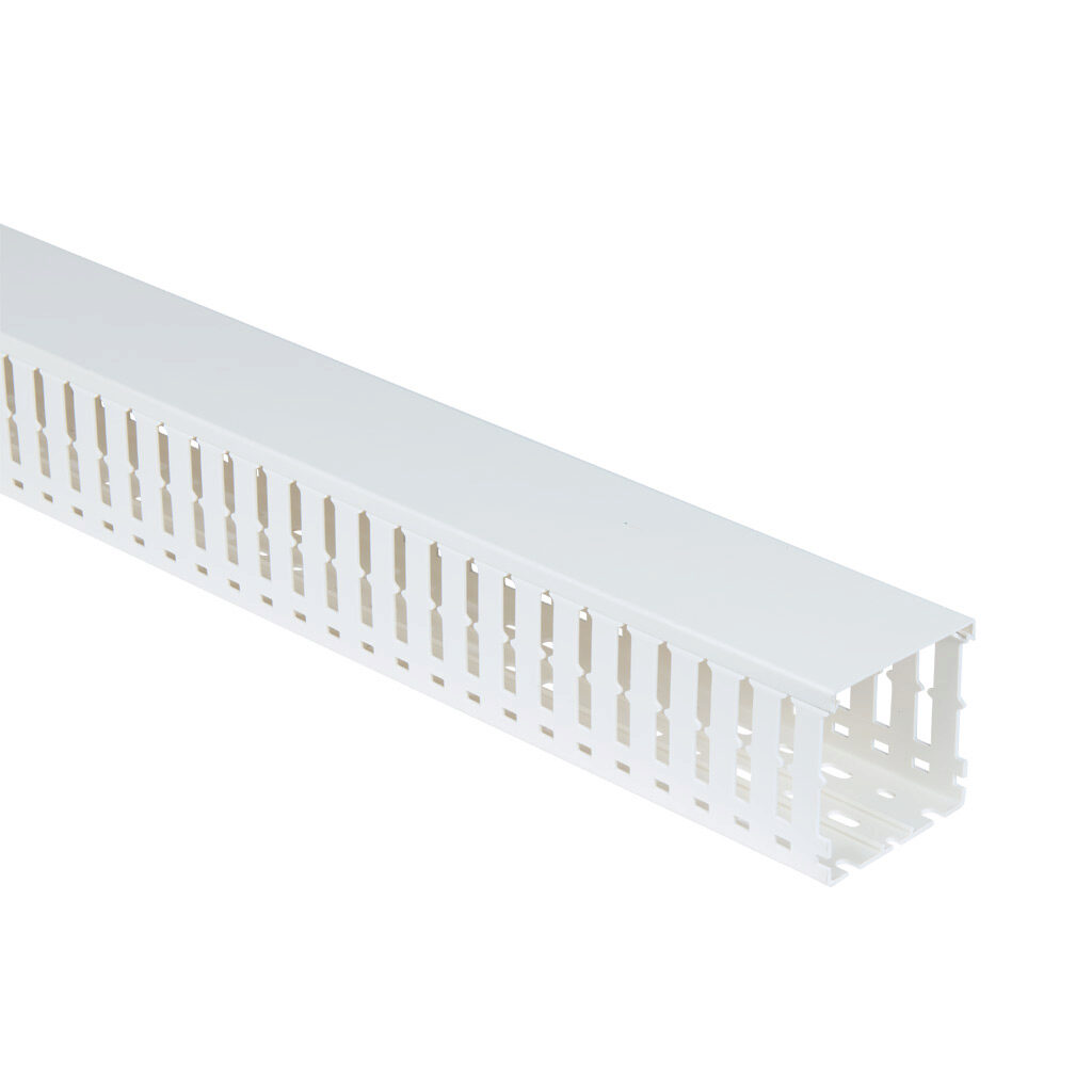WDW-3030W-1 - AchieVe WDW series open slot wide finger wire duct, 3in width, 3in height, 6.5ft/2m length, white. Cover included.