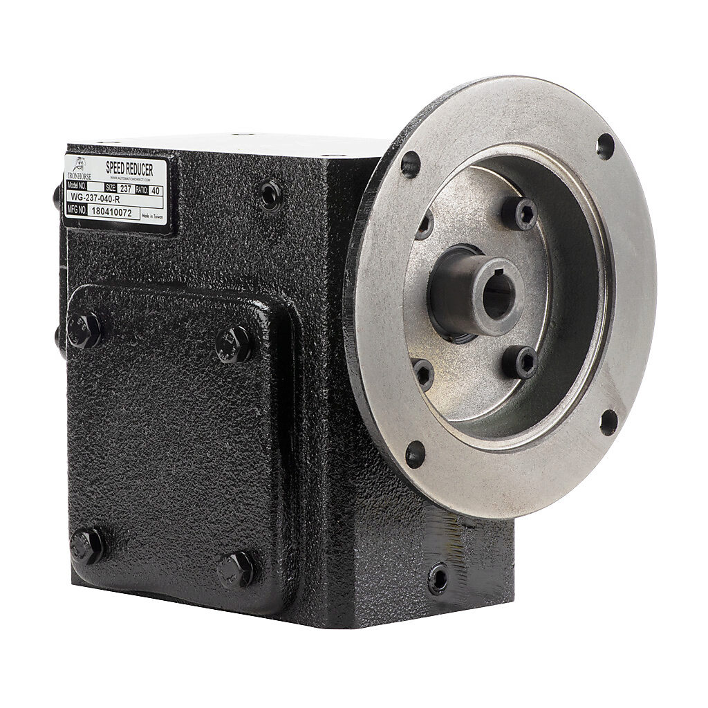 WG-237-040-R - IronHorse heavy duty worm gearbox, 40:1 ratio, NEMA 56C input, right hand, 1.125in diameter output shaft, nominal 1.45hp at 1.0 SF, 1483 lb-in mechanical output torque, 2-3/8in center distance, cast iron housing, tapped-base mount.