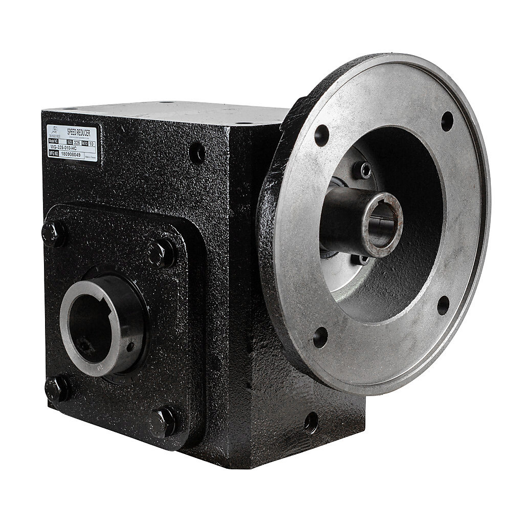 WG-325-010-HC - IronHorse heavy duty worm gearbox, 10:1 ratio, NEMA 182/4TC input, hollow, 1.937in diameter output shaft, nominal 7.19hp at 1.0 SF, 2419 lb-in mechanical output torque, 3-1/4in center distance, cast iron housing, tapped-base mount.