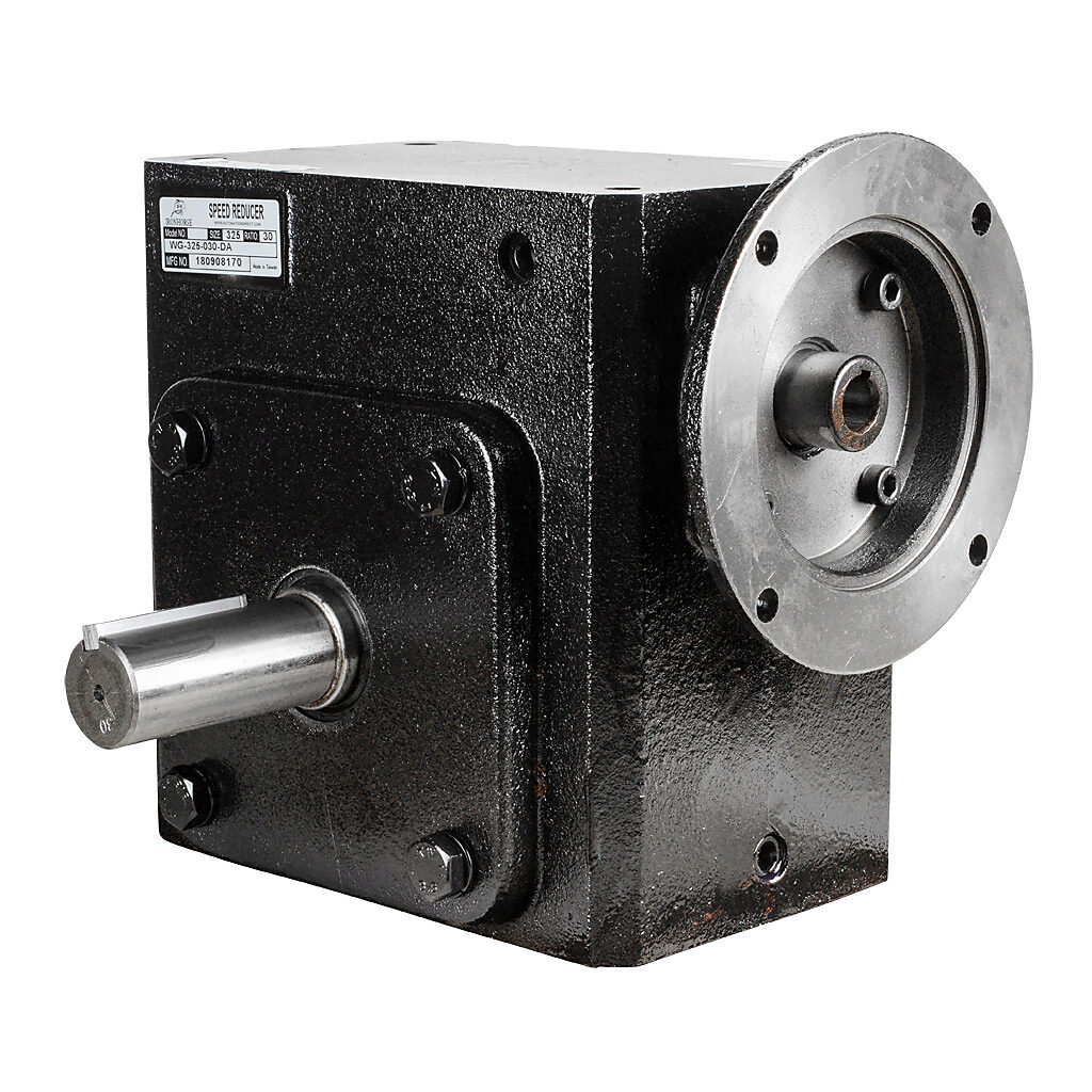 WG-325-030-DA - IronHorse heavy duty worm gearbox, 30:1 ratio, NEMA 56C input, dual, 1.375in diameter output shaft, nominal 3.66hp at 1.0 SF, 3045 lb-in mechanical output torque, 3-1/4in center distance, cast iron housing, tapped-base mount.