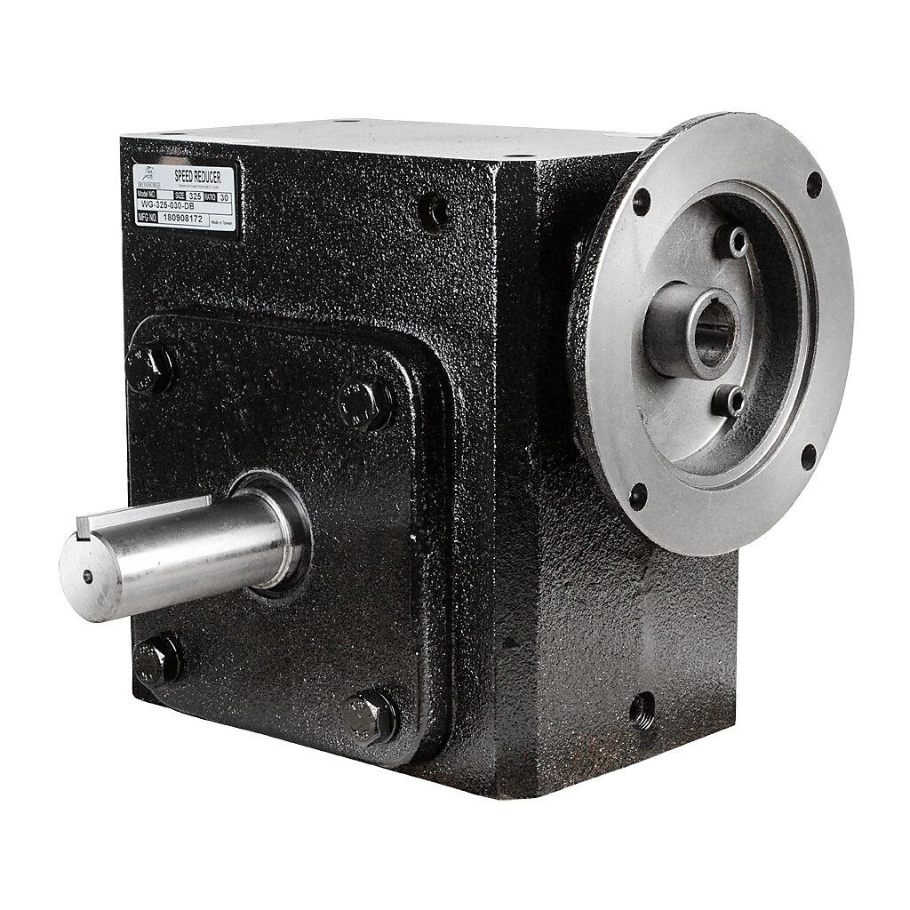 WG-325-030-DB - IronHorse heavy duty worm gearbox, 30:1 ratio, NEMA 145TC input, dual, 1.375in diameter output shaft, nominal 3.66hp at 1.0 SF, 3045 lb-in mechanical output torque, 3-1/4in center distance, cast iron housing, tapped-base mount.