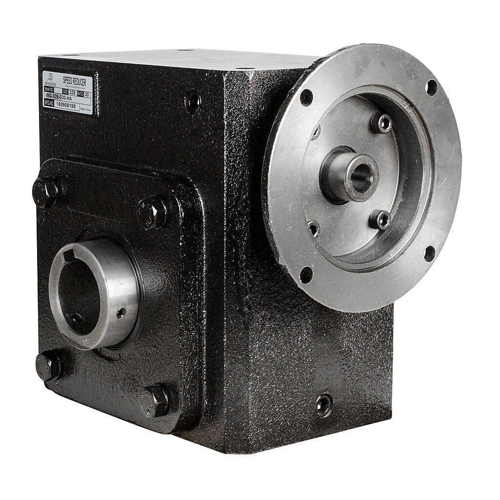 WG-325-030-HA - IronHorse heavy duty worm gearbox, 30:1 ratio, NEMA 56C input, hollow, 1.937in diameter output shaft, nominal 3.66hp at 1.0 SF, 3045 lb-in mechanical output torque, 3-1/4in center distance, cast iron housing, tapped-base mount.