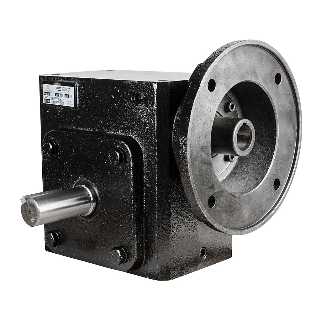 WG-325-030-LC - IronHorse heavy duty worm gearbox, 30:1 ratio, NEMA 182TC input, left hand, 1.375in diameter output shaft, nominal 3.66hp at 1.0 SF, 3045 lb-in mechanical output torque, 3-1/4in center distance, cast iron housing, tapped-base mount.