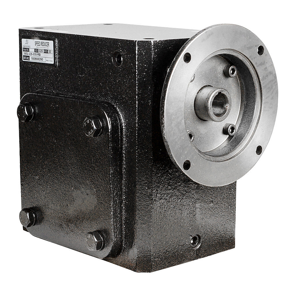 WG-325-030-RB - IronHorse heavy duty worm gearbox, 30:1 ratio, NEMA 145TC input, right hand, 1.375in diameter output shaft, nominal 3.66hp at 1.0 SF, 3045 lb-in mechanical output torque, 3-1/4in center distance, cast iron housing, tapped-base mount.