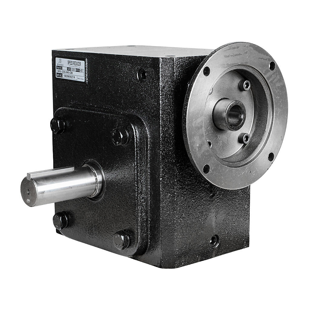 WG-325-040-DB - IronHorse heavy duty worm gearbox, 40:1 ratio, NEMA 145TC input, dual, 1.375in diameter output shaft, nominal 3.35hp at 1.0 SF, 3692 lb-in mechanical output torque, 3-1/4in center distance, cast iron housing, tapped-base mount.
