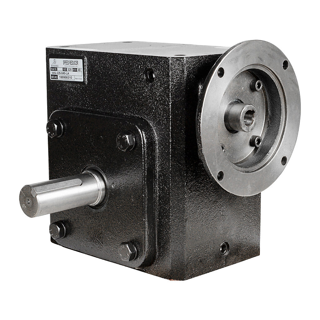 WG-325-040-LA - IronHorse heavy duty worm gearbox, 40:1 ratio, NEMA 56C input, left hand, 1.375in diameter output shaft, nominal 3.35hp at 1.0 SF, 3692 lb-in mechanical output torque, 3-1/4in center distance, cast iron housing, tapped-base mount.
