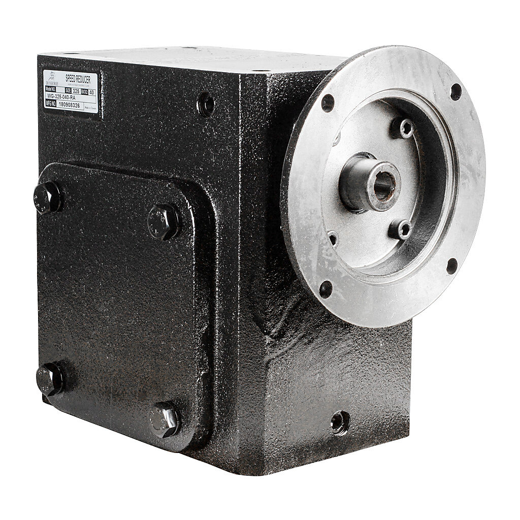 WG-325-040-RA - IronHorse heavy duty worm gearbox, 40:1 ratio, NEMA 56C input, right hand, 1.375in diameter output shaft, nominal 3.35hp at 1.0 SF, 3692 lb-in mechanical output torque, 3-1/4in center distance, cast iron housing, tapped-base mount.
