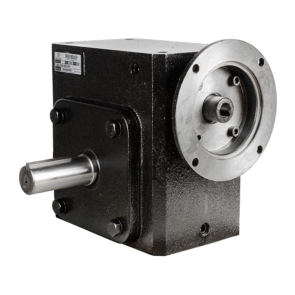 WG-325-060-DA - IronHorse heavy duty worm gearbox, 60:1 ratio, NEMA 56C input, dual, 1.375in diameter output shaft, nominal 2.03hp at 1.0 SF, 3127 lb-in mechanical output torque, 3-1/4in center distance, cast iron housing, tapped-base mount.