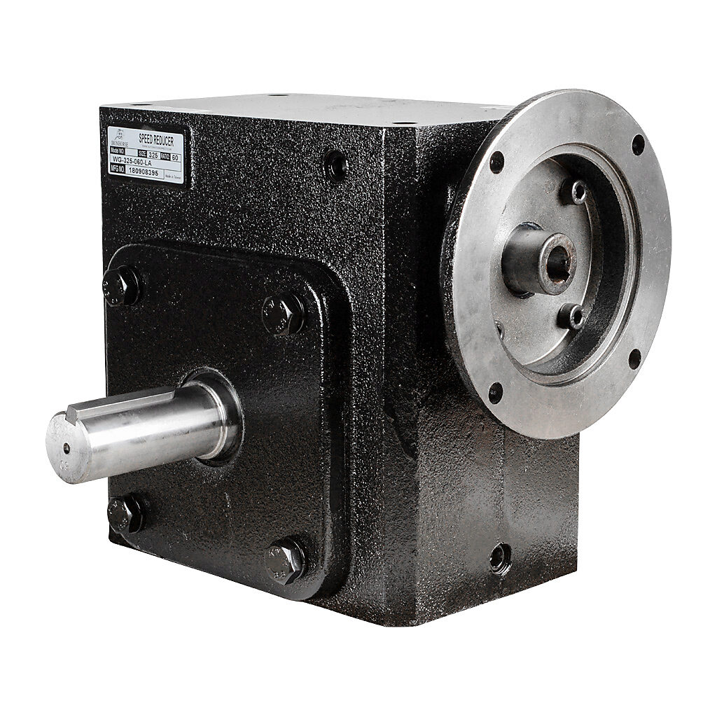 WG-325-060-LA - IronHorse heavy duty worm gearbox, 60:1 ratio, NEMA 56C input, left hand, 1.375in diameter output shaft, nominal 2.03hp at 1.0 SF, 3127 lb-in mechanical output torque, 3-1/4in center distance, cast iron housing, tapped-base mount.