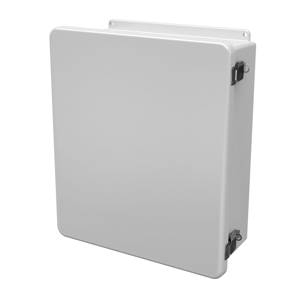 WH-J1614HPL - Stahlin J series enclosure, NEMA 1/3R/4X/6P/12, 16 x 14 x 6in (HxWxD), wall mount, fiberglass reinforced polyester, white, single-door, quick-release latch, padlock hasp and staple, integral mounting flange.