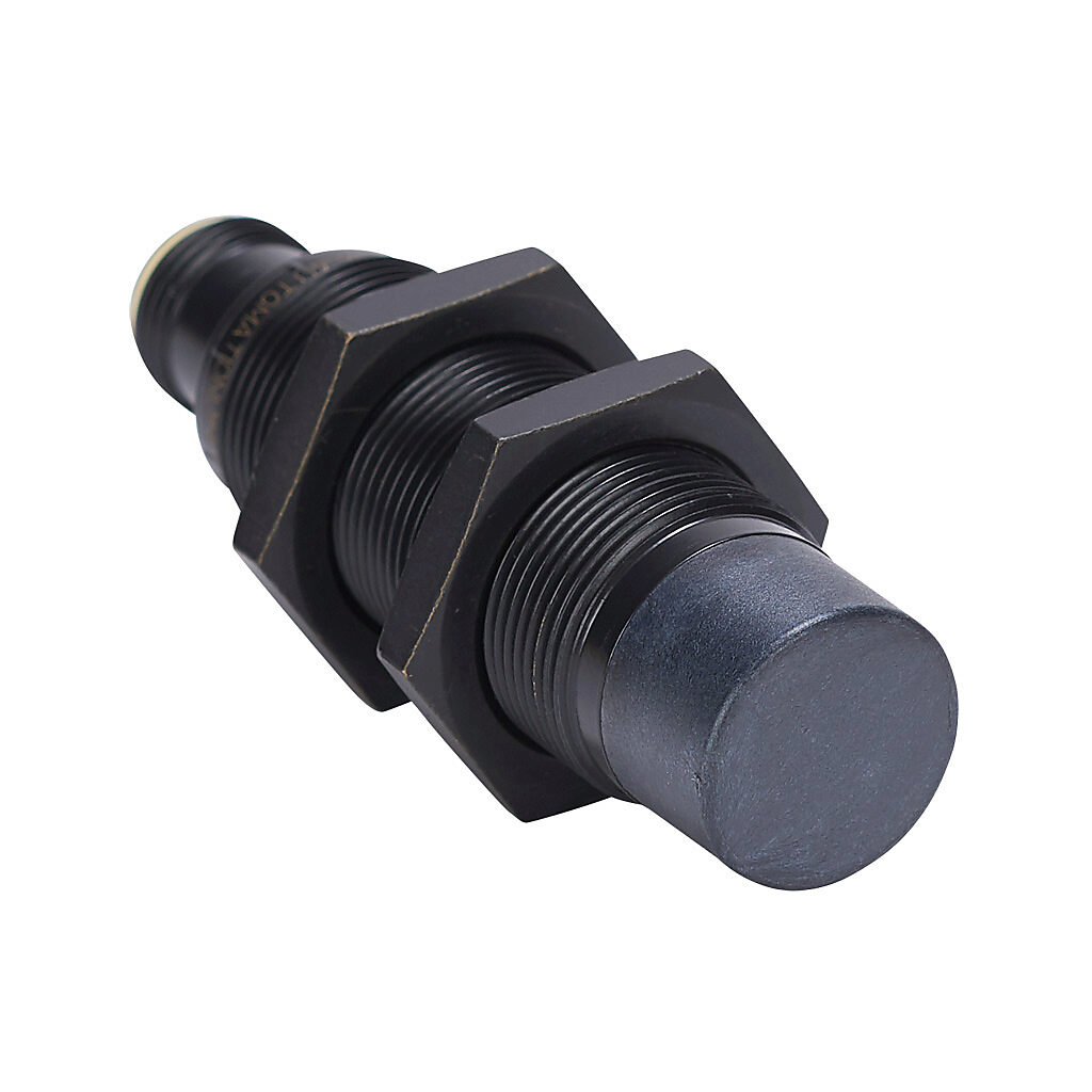 WKK-AP-4H - AutomationDirect inductive proximity sensor, tubular, 18mm diameter x 65mm body, weld coated brass housing, PNP, N.O. output, 12mm sensing distance, non-flush, 2 kHz switching frequency, IP67, 4-pin M12 quick-disconnect.