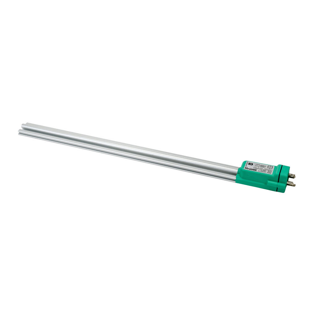 WPG-A-M-0300-N - Gefran magnetostrictive linear position sensor, rodless slide, 300mm stroke, 0-10 VDC output, 33 x 16.3 x 454mm, channel mount, 18mm DIN 43650 Form A.