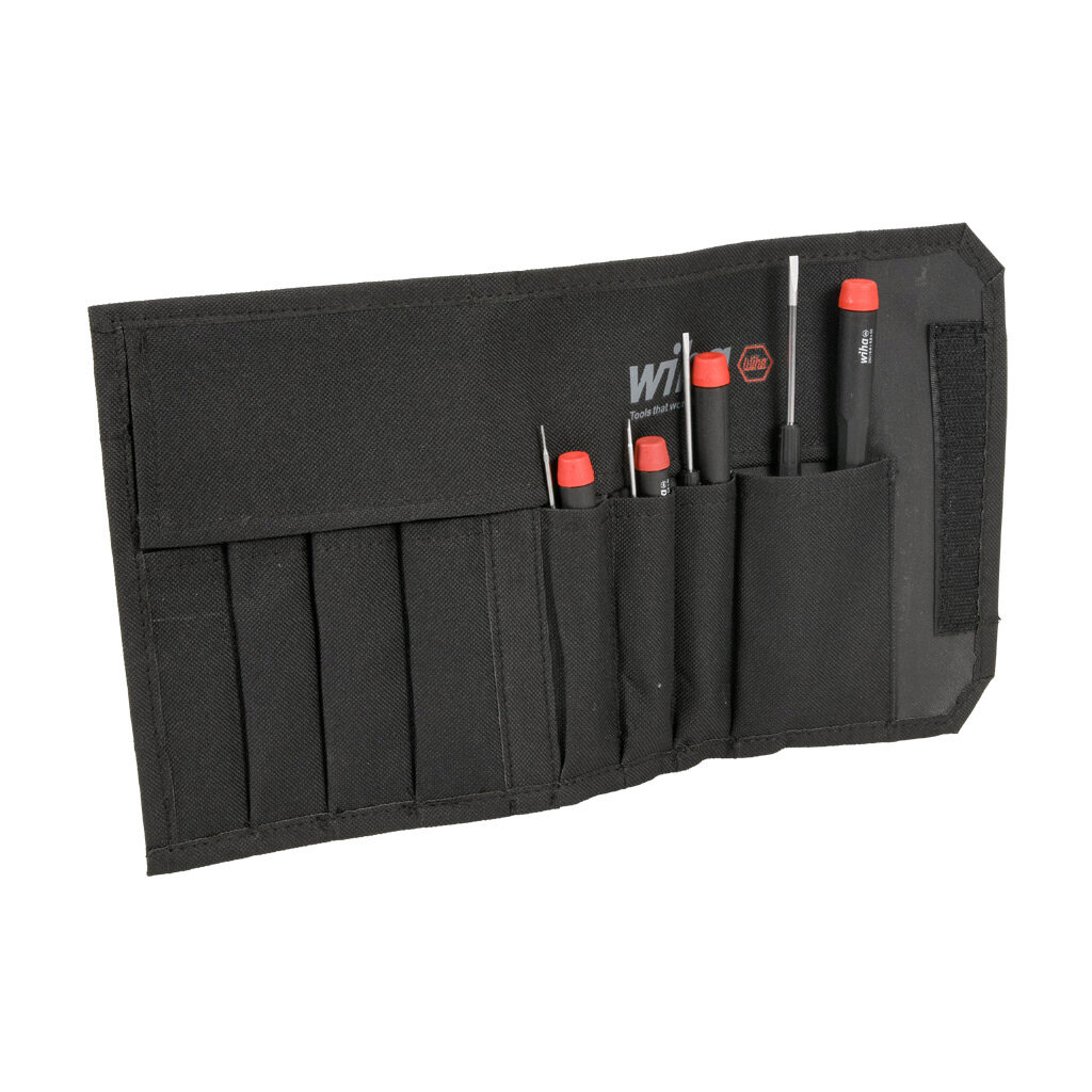 WT26098 - Wiha precision screwdriver set, slotted, 8 pieces, free-spinning cap.