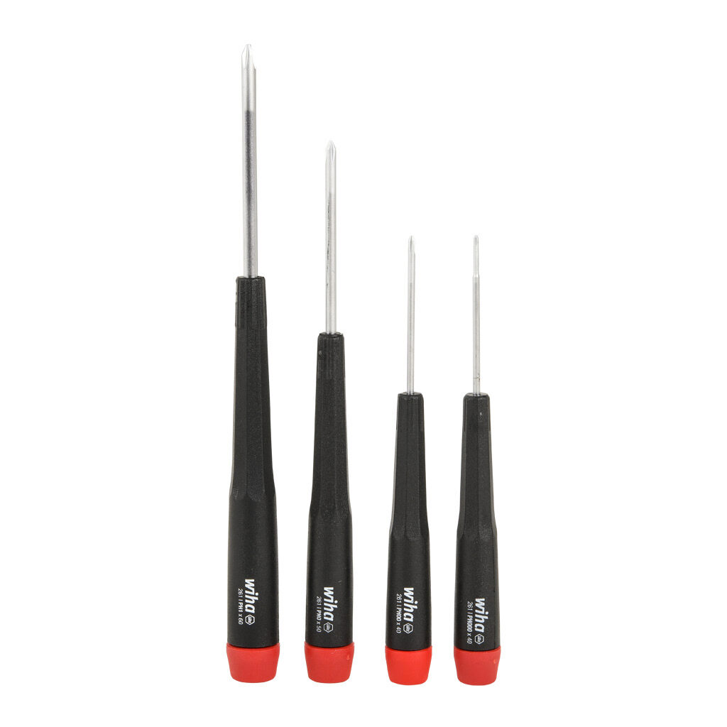 WT26194 - Wiha precision screwdriver set, Phillips, 4 pieces, free-spinning cap.