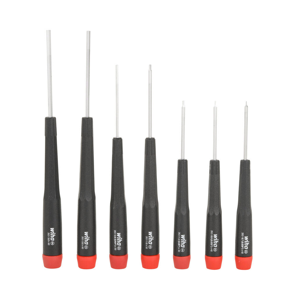 WT26390 - Wiha precision screwdriver set, external hex, 7 pieces, metric, free-spinning cap.