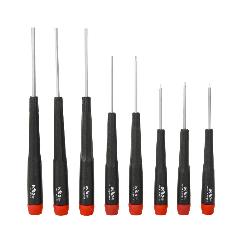 WT26391 - Wiha precision screwdriver set, external hex, 8 pieces, imperial, free-spinning cap.