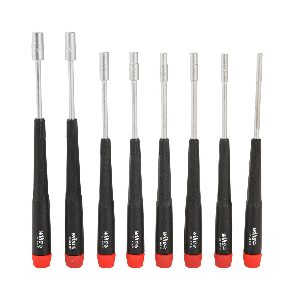 WT26590 - Wiha precision nutdriver set, internal hex, 8 pieces, metric, free-spinning cap.