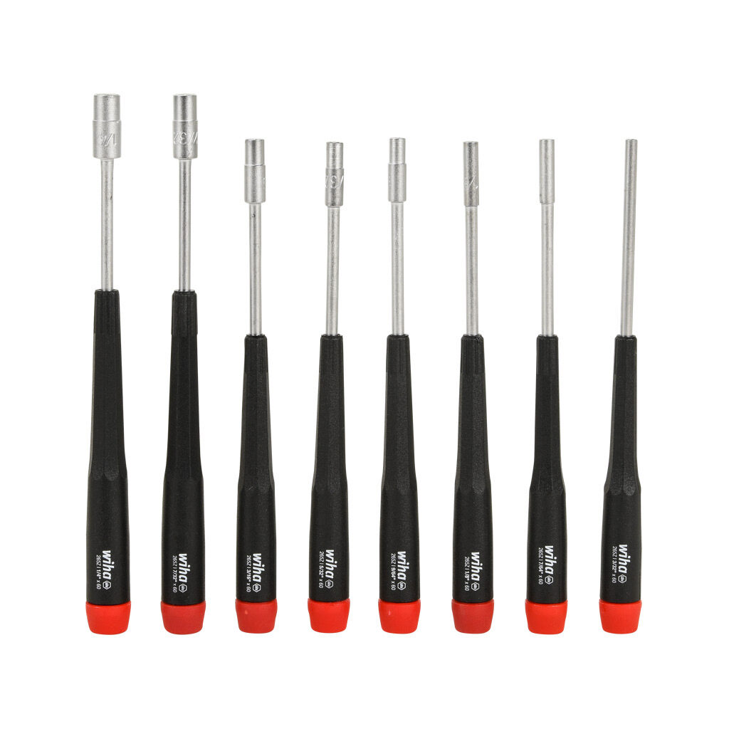 WT26591 - Wiha precision nutdriver set, internal hex, 8 pieces, imperial, free-spinning cap.