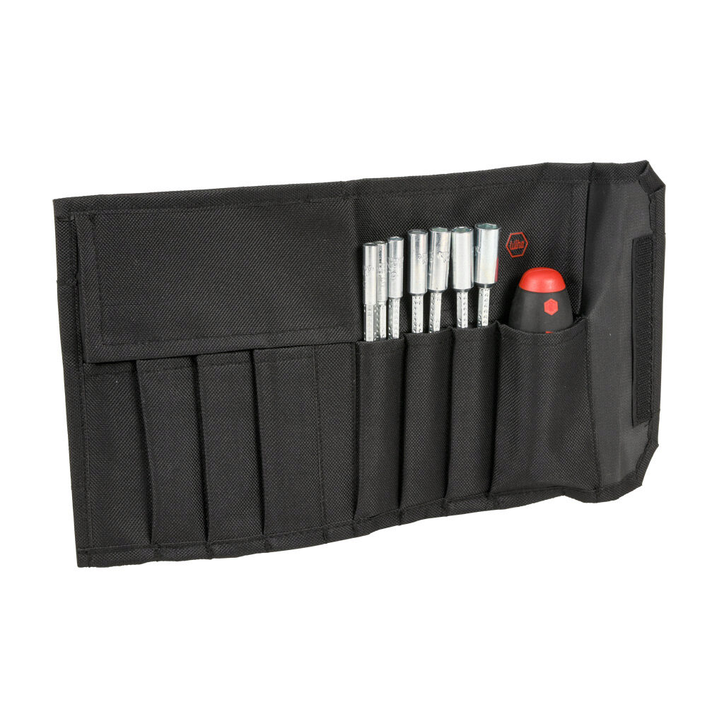 WT28198 - Wiha Drive-Loc VI multi-bit adjustable shaft nutdriver, 8 pieces, metric, SoftFinish cushion grip blade lock handle, adjustable shaft length, internal hex.