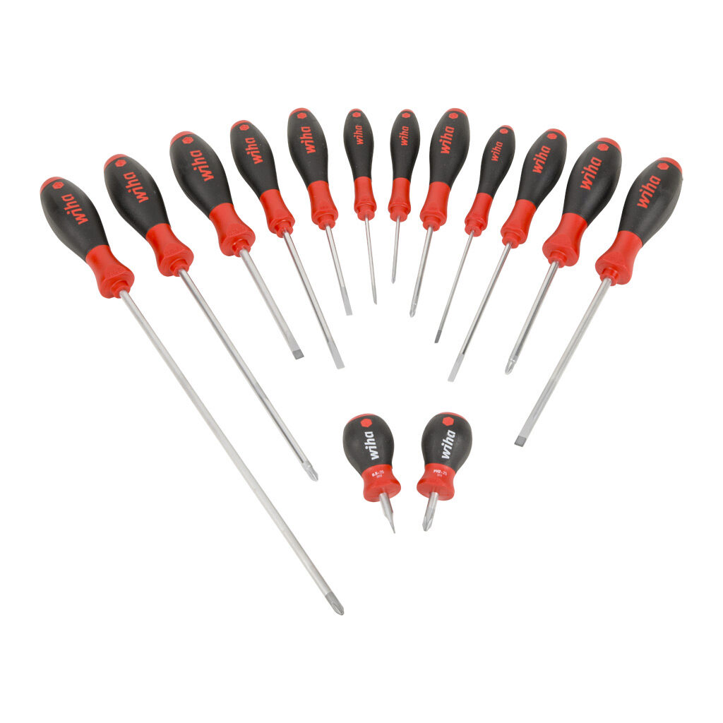 WT30284 - Wiha standard stubby screwdriver set, Phillips and slotted, 14 pieces.