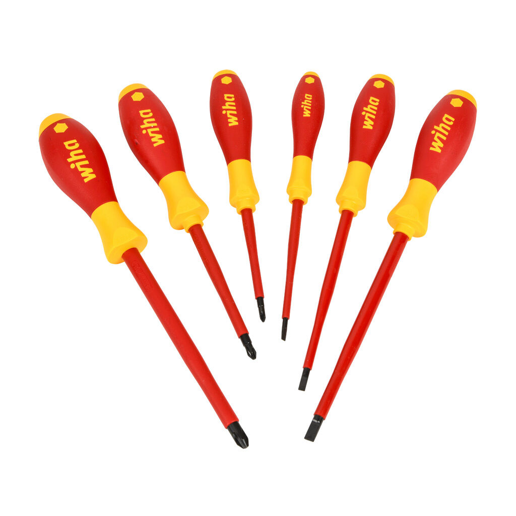 WT32092 - Wiha insulated screwdriver set, Phillips and slotted, 6 pieces, 1000V insulation rating.