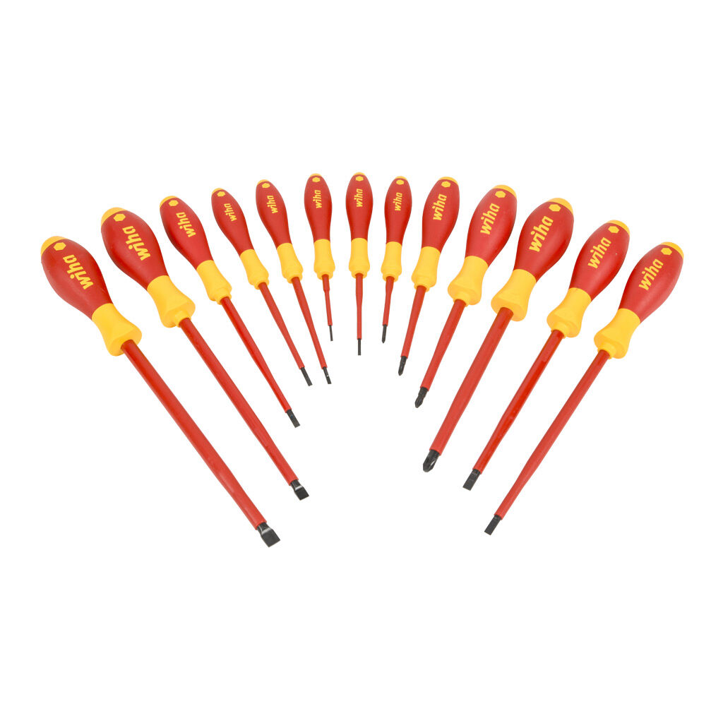 WT32094 - Wiha insulated screwdriver set, Phillips and slotted, 13 pieces, 1000V insulation rating.