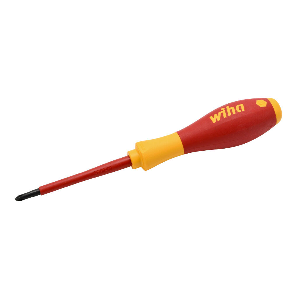 WT32101 - Wiha SoftFinish #1 Phillips insulated screwdriver, 1000V insulation rating, 3.1in (80mm) shaft length, SoftFinish cushion grip handle.
