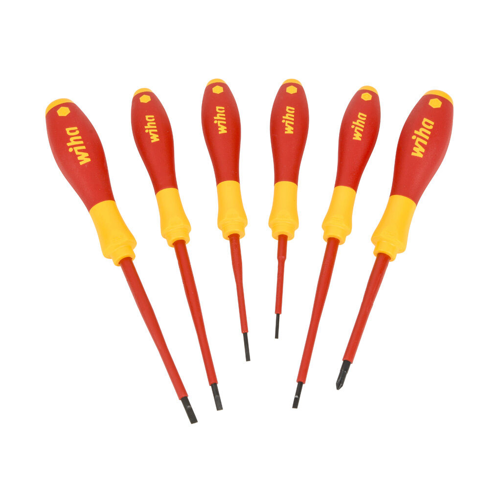 WT32188 - Wiha insulated screwdriver set, Phillips and slotted, 7 pieces, 1000V insulation rating.