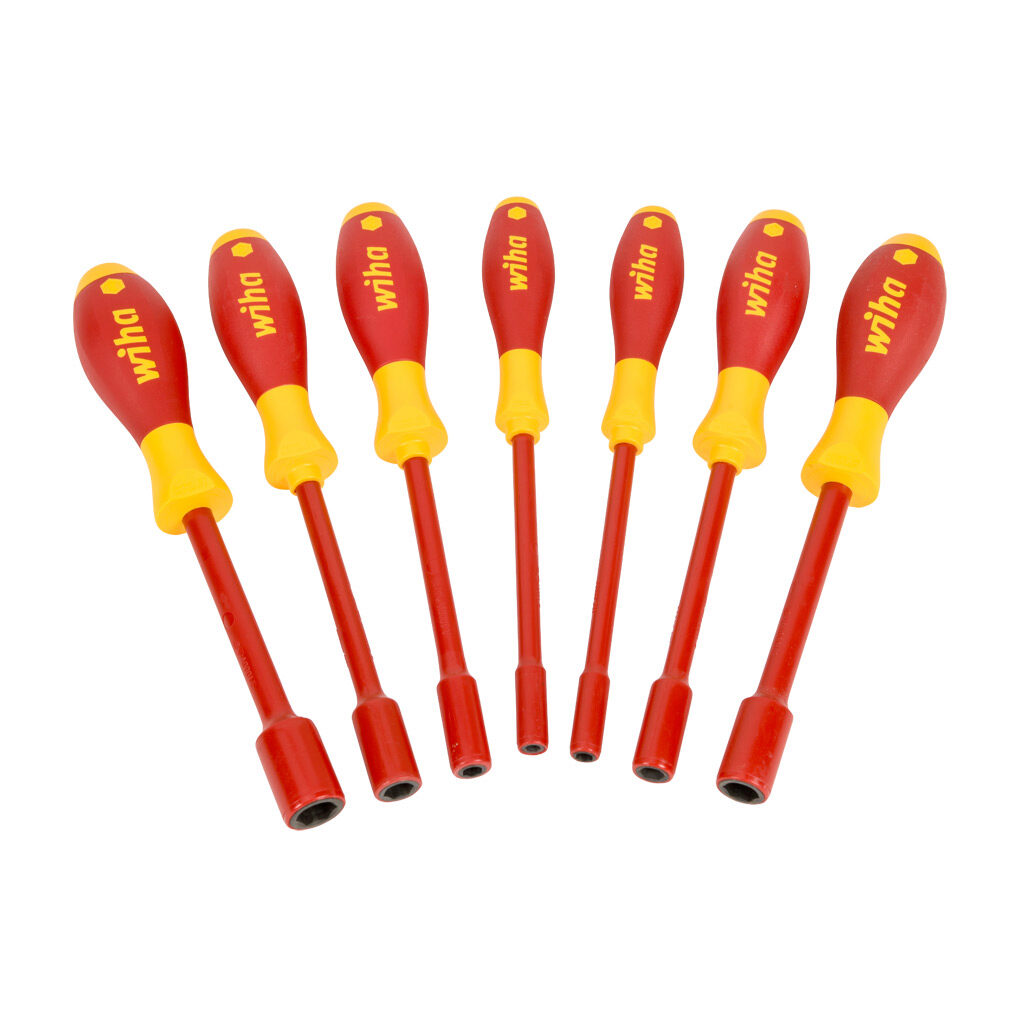 WT32294 - Wiha insulated nutdriver set, internal hex, 7 pieces, 1000V insulation rating, imperial.