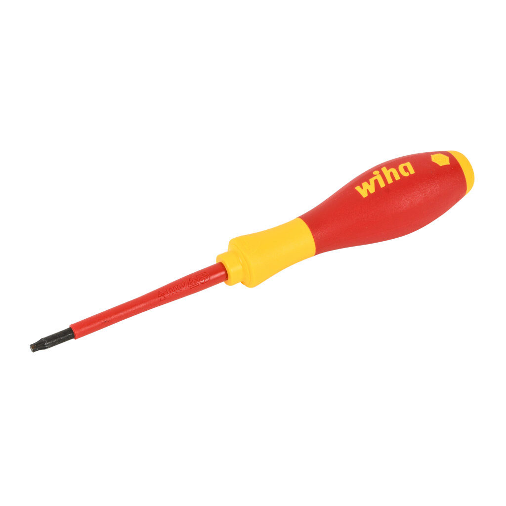 WT32536 - Wiha T15 Torx insulated screwdriver, 1000V insulation rating, 3.1in (80mm) shaft length, SoftFinish cushion grip handle.