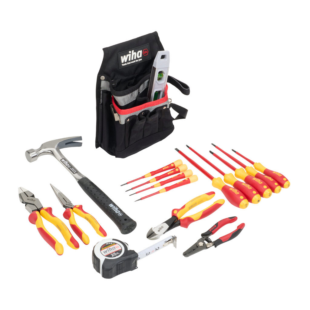 WT32934 - Wiha electricians set, 16 pieces, imperial, belt pouch.