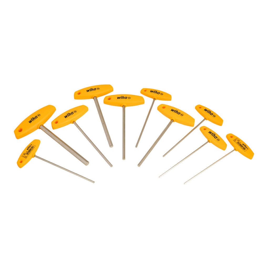 WT33492 - Wiha T-handle hex key set, external hex, 10 pieces, imperial.