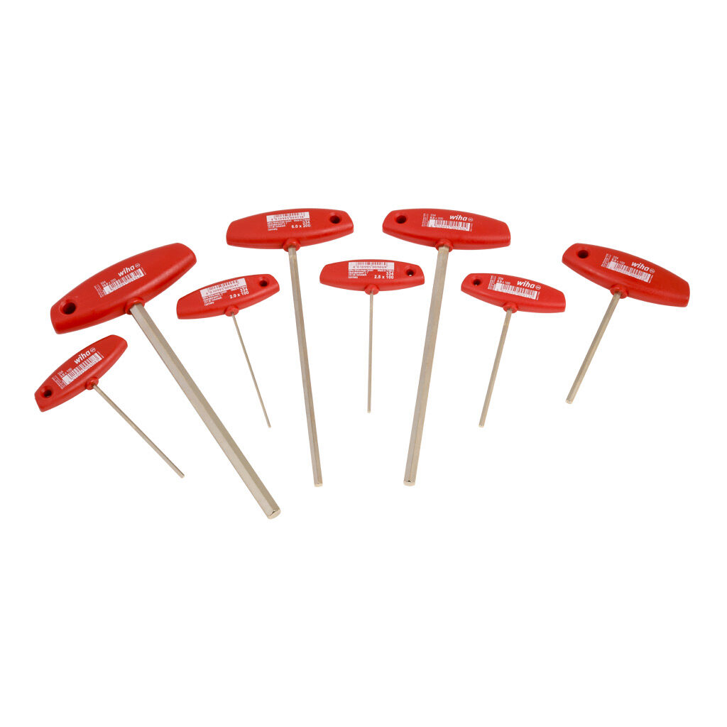 WT33493 - Wiha T-handle hex key set, external hex, 8 pieces, metric.