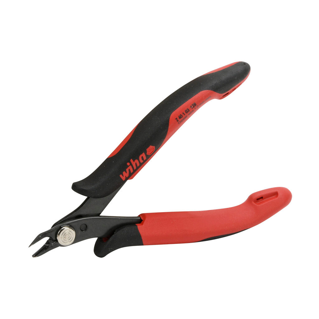 WT56813 - Wiha precision diagonal full flush cutters, 5.0in (127mm) overall length, ultra full flush cutting edge, 21 degrees angled head, electronic cushion grip handles.