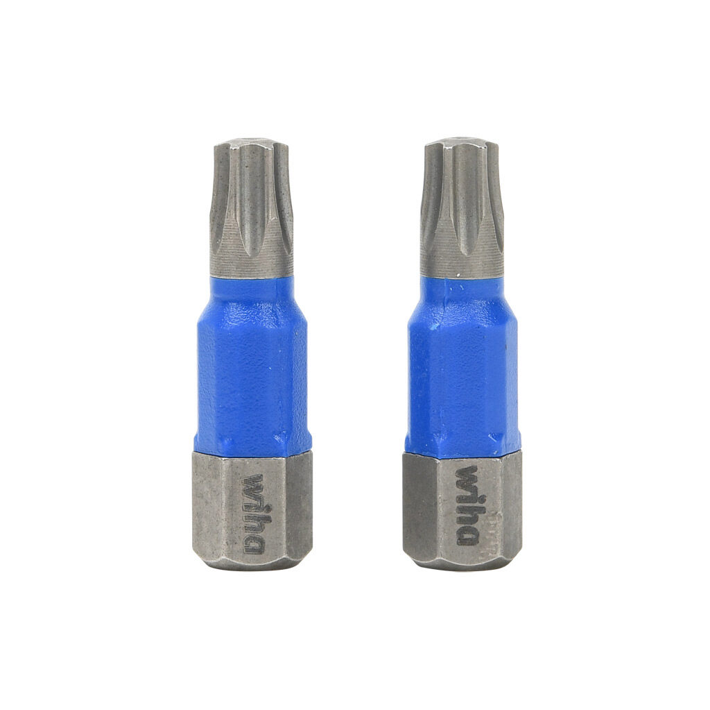 WT70020 - Wiha TerminatorBlue T25 Torx impact driver bit, 1in bit length, 1/4in drive, hexagonal. Package of 2.