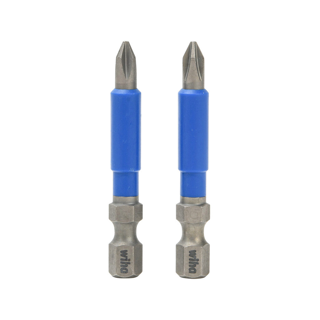 WT70201 - Wiha TerminatorBlue #1 Phillips impact driver bit, 2in bit length, 1/4in drive, hexagonal. Package of 2.