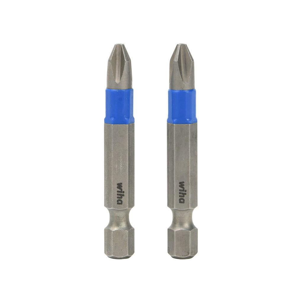 WT70202 - Wiha TerminatorBlue #2 Phillips impact driver bit, 2in bit length, 1/4in drive, hexagonal. Package of 2.