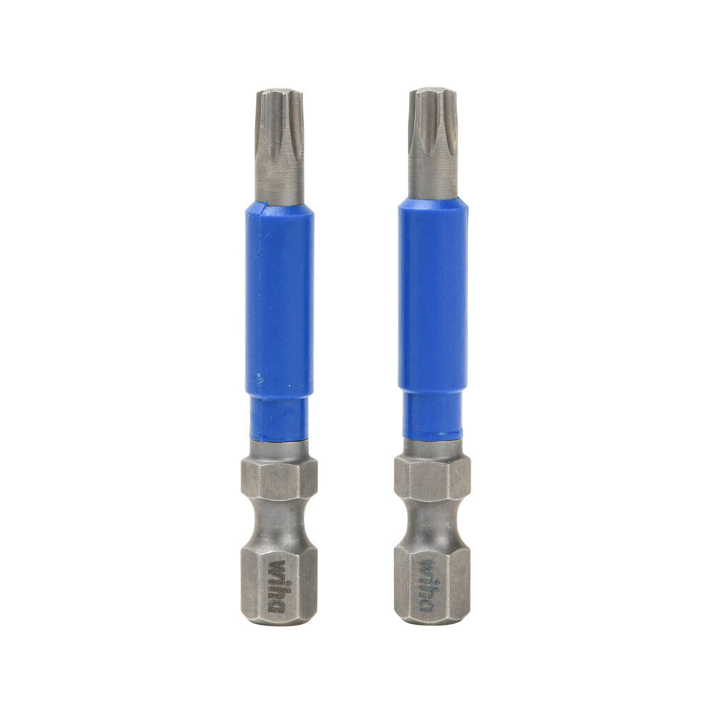 WT70220 - Wiha TerminatorBlue T25 Torx impact driver bit, 2in bit length, 1/4in drive, hexagonal. Package of 2.