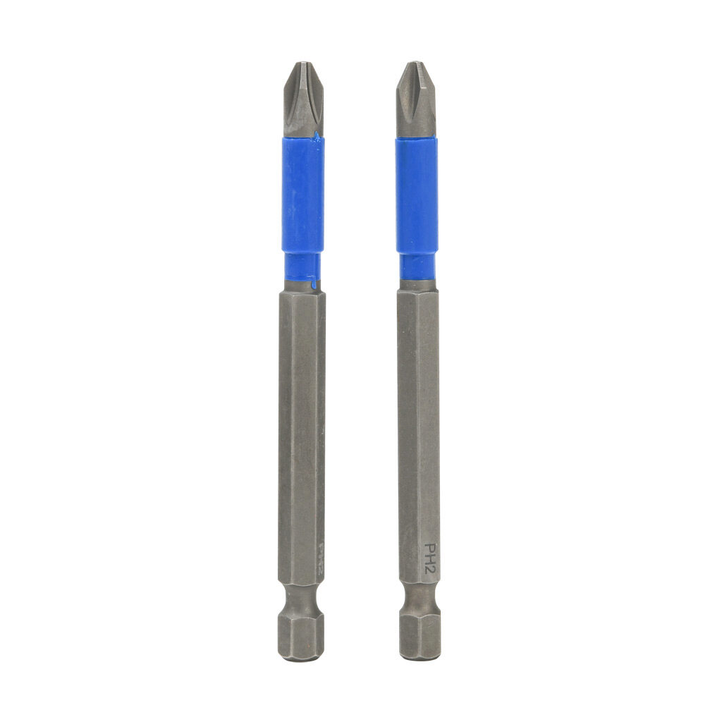 WT70302 - Wiha TerminatorBlue #2 Phillips impact driver bit, 3.5in bit length, 1/4in drive, hexagonal. Package of 2.