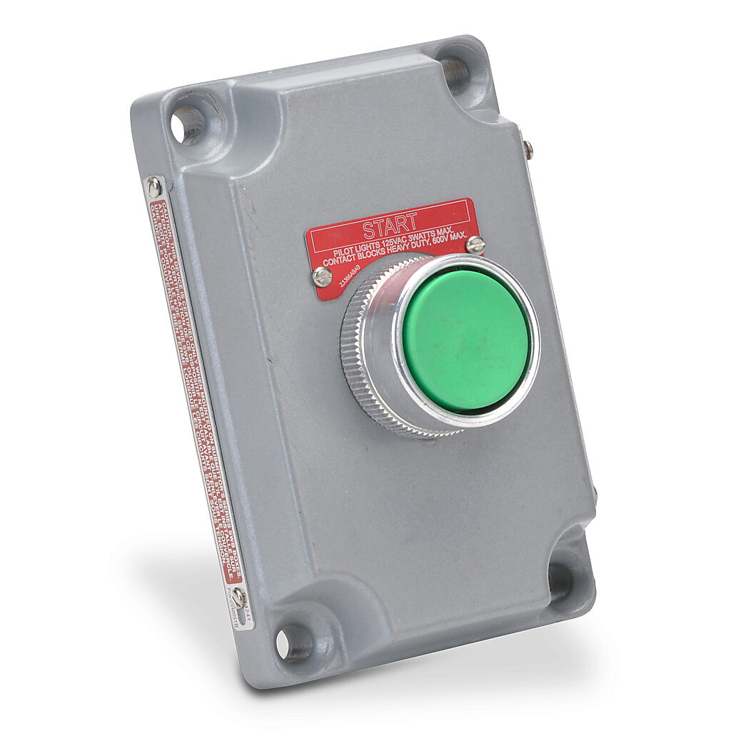 XCS-0B1 - Killark control station cover assembly, hazardous location rated, (1) pushbutton, green, momentary, (1) N.O. contact(s), legend plate marking "START".
